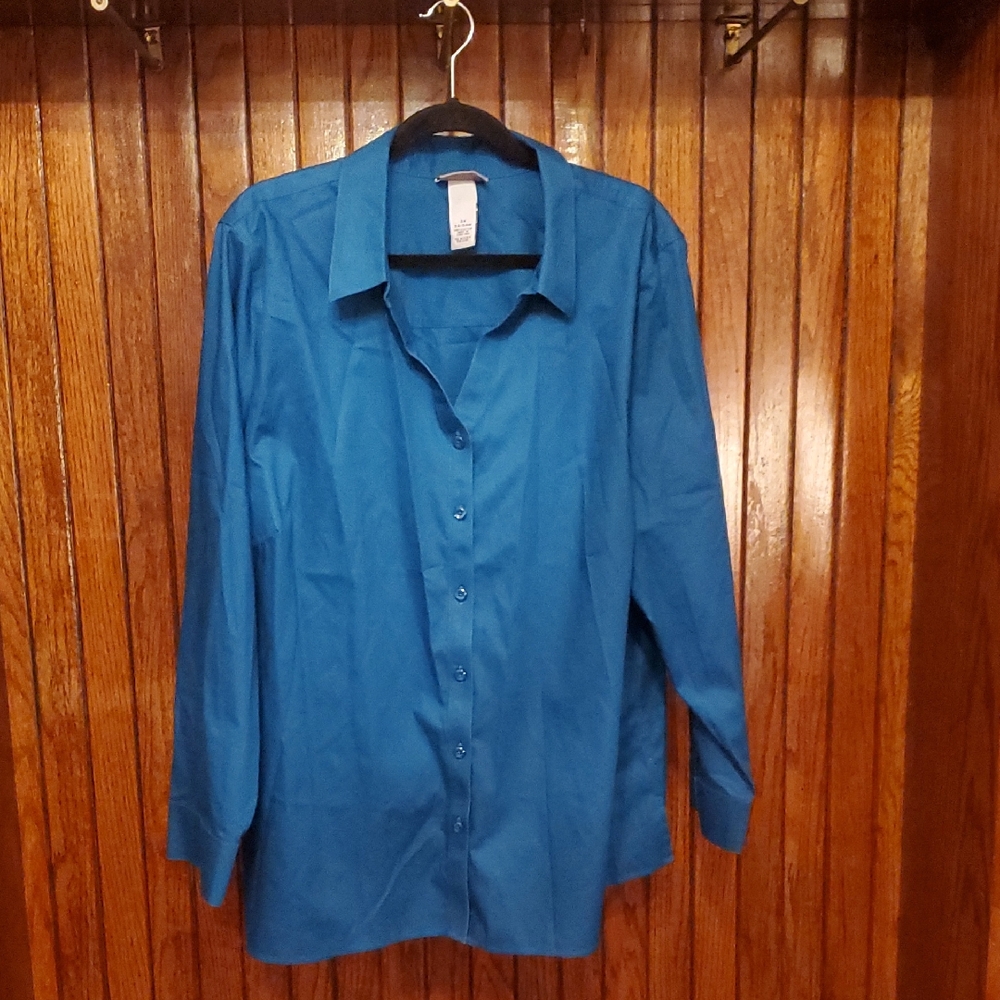 CATHERINES SIZE 22/24 Teal Button-Up Shirt